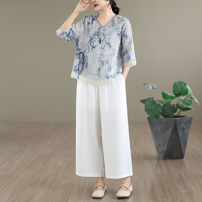 Elegant Cotton Linen Embroider - огляд і ціна Linen Pant Wide
