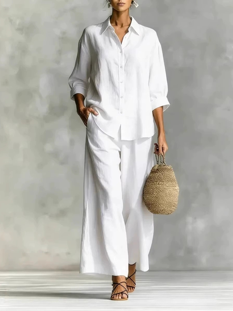 Women's New 7-Sleeve Shirt & W - огляд і ціна Linen Pant Wide